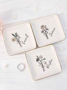 Khay đựng trang sức hoa sinh nhật cá nhân hóa, Khay đựng nhẫn hoa màu nước tùy chỉnh, Khay đựng trang sức sinh nhật cá nhân hóa, Khay đựng nhẫn gốm tùy chỉnh, Khay đựng trang sức tùy chỉnh, Khay đựng nhẫn cưới cá nhân hóa, Quà tặng cho bạn bè, Quà sinh nhật, Quà tặng phù dâu, Quà tặng bạn thân, Quà tặng cho phái nữ, Quà tặng Ngày của Mẹ, Tình yêu vĩnh cửu, Phong cách Cottagecore, Trang trí phòng thẩm mỹ 2026 - Nhiều màu - Xem 3