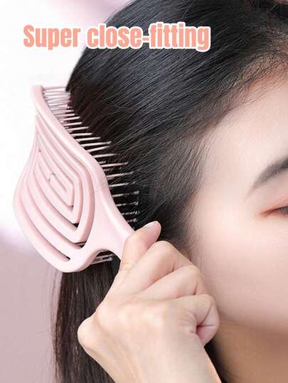 1 Stück rosa Cut Out Kamm, gleichmäßig erwärmte Luft, kopfangepasster Massagekamm, für Männer und Frauen Styling-Tool für voluminöses Haar, Haarbürsten, Haarbürste