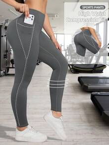 6 Pcs Sport Leggings With Pockets For Women, High Waisted Workout Yoga Pants,Running Cycling Leggings,Soft Stretchy Women Leggings - Nhiều màu - Xem 3