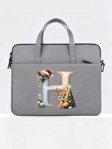 New Christmas Letter Graphic Laptop Bag, Fits 14-Inch Laptop Or Tablet, Fashionable Water-Resistant Fabric Briefcase For Men Christmas Bags