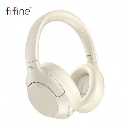 FIFINE سماعات رأس لاسلكية بتقنية البلوتوث، سماعات رأس فوق الأذن بعمر بطارية 65 ساعة، لوحة تحكم باللمس للموسيقى والمكالمات الهاتفية، سماعة رأس مع إلغاء الضوضاء وأذرع ناعمة للاستخدام المنزلي والمكتبي - FIFINE X3 أبيض