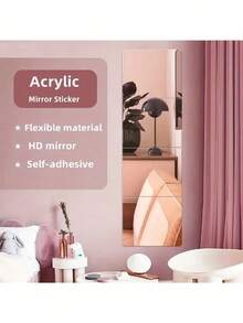 12pcs/8pcs/6pcs/4pcs/2pcs HD Self Adhesive Acrylic Mirror Sheets, Frameless Flexible Non Glass Mirror Tiles, Mirror Stickers For Home Wall Decor, Suitable For Gym Living Room Bedroom Office - Color - View 2