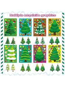 12 Stücke selbstgemachte Weihnachtsbaum Aufkleber, Kinder Weihnachtsaufkleber, Bastel Weihnachtsgeschenk Aufkleber, Party Geschenkzubehör, Weihnachtsstrumpf Füllgeschenke, sehr geeignet für Feiertags Bastel Party Dekoration Weihnachtsgeschenke
