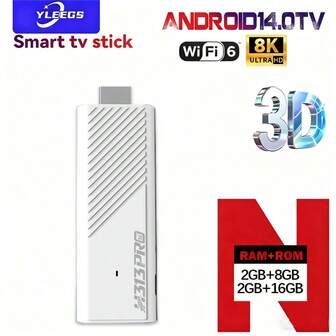 Stick de TV Android 14 H313PRO 2025 talla grande reciente, con control remoto de voz Bluetooth 5.2, chip H313, 2GB+16GB de almacenamiento, WiFi de doble banda, reproductor de transmisión 8K. Ideal para cine en casa y entornos de oficina, entretenimiento de oficina, soluciones de transmisión, reproductor multimedia portátil, dispositivo de transmisión moderno, accesorio de TV de configuración avanzada, alto rendimiento, regalo festivo de entretenimiento de cine en casa.