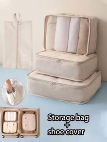 1/4pcs Travel Packing Cubes, Large Capacity Clothes Organizer Bags, Foldable Luggage Packing Organizers, Travel Essentials, Compression Pouches, Mesh Storage Bags, Organizing & Storing, Travel Accessories, Back To School, Dorm Essentials, Autumn New Arrival