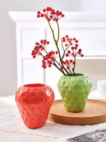 إناء فخم بتصميم فراولة، ديكور لغرفة المعيشة والنوم والمكتب مع نباتات خضراء، يمكن استخدامه أيضًا كوعاء تخزين، هدية عيد الحب أنيقة