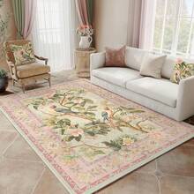 5x8 Area Rug Bedroom, Boho Vintage Floral 5x8 Ft Washable Soft Large Rug Living Room, Dining Room, RV, Car, Non-Slip Floor Carpet With Rubber Backing, Greyish Green - Hồng/Nhiều màu - Xem 12