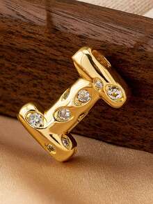 1pc Fashionable & Cute Cheese Design Letter Beaded Pendant Necklace, Elegant & Versatile For Women - Yellow Gold - View 12