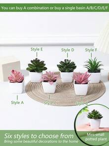 Bộ 1/6 cây xương rồng mini nhân tạo, thích hợp trang trí nhà cửa, phòng khách, bàn, bệ cửa sổ, bàn làm việc, quà tặng Ngày của Mẹ, tiệc cưới. - Bột xanh - Xem 6