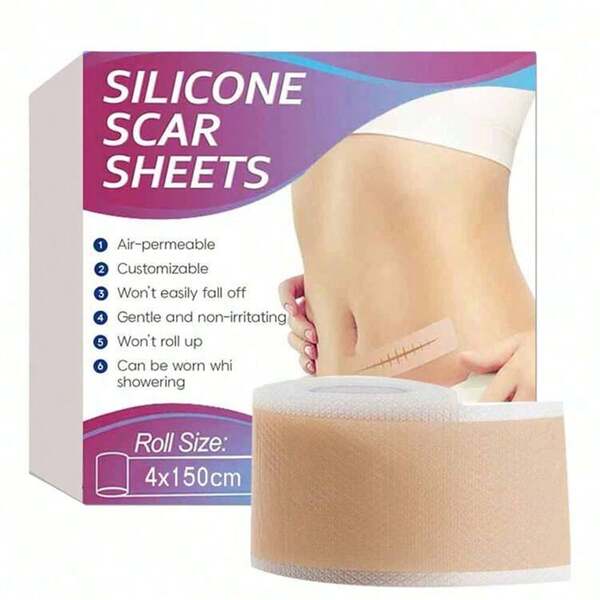 Silicone Scar Tape , Silicone Scar Sheets, Sheet For All Skin Types 0.39"X59.06" Inches Scar Gel Tape Roll, Reusable Silicone Scar Strip, Professional Use