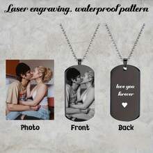Custom Photo Necklace - Personalized Laser Engraved Photo & Text, Waterproof Photo Pendant With Delicate Chain, Custom Picture Jewelry Gift For Couples, Parents, Friends, Men & Women - Durable Casual Attire Keepsake, Cute Necklace - Multicolor - View 3