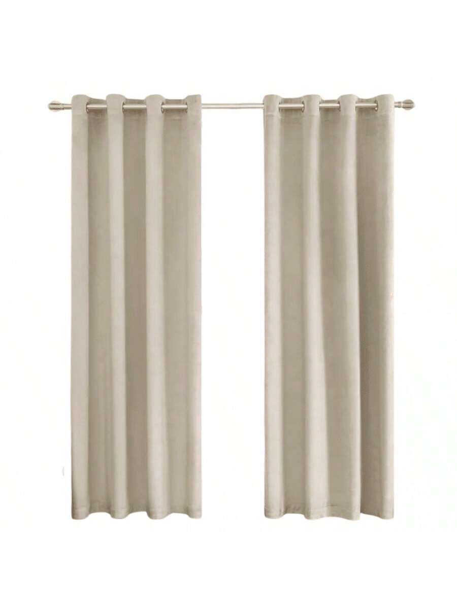 Juego de Cortinas Beige Modernas con Ollaos para Barra