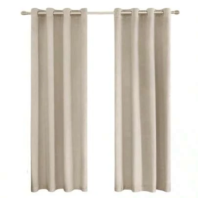 Juego de Cortinas Beige Modernas con Ollaos para Barra