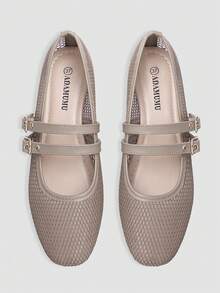 Hatastic ADAMUMU 女士镂空网眼芭蕾平底鞋，轻盈网眼面料，两个优雅搭扣，贴心镂空设计，舒适透气，时尚圣诞礼物