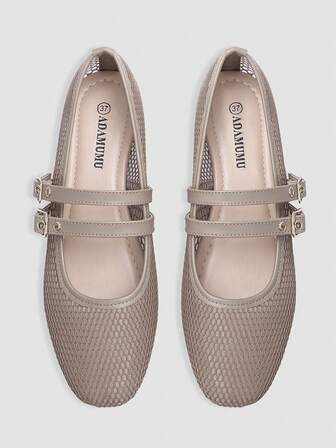 Bailarinas de mujer ADAMUMU con diseño de malla calada, ligeras, con dos hebillas elegantes, diseño perforado cuidadoso, cómodas y transpirables de moda