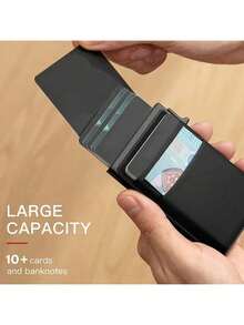Fashion High-End Pop-Up Card Holder & Wallet For Men, Minimalist Anti-Theft Business Card Bag And Check Wallet,  Ideal Gift For Dad, Husband, Boyfriend.Men's And Women's Wallets & Check Holders - Grey - View 7