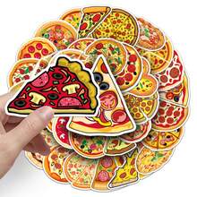 50pcs Food Pizza Snack Dessert Cute Aesthetics Stickers Ins Funny Love Doodle Cartoon Art Cool Deacls Pack Halloween Christmas Decoration Adults Suitcase Bottle DIY Laptop Skateboard Luggage Party Gift