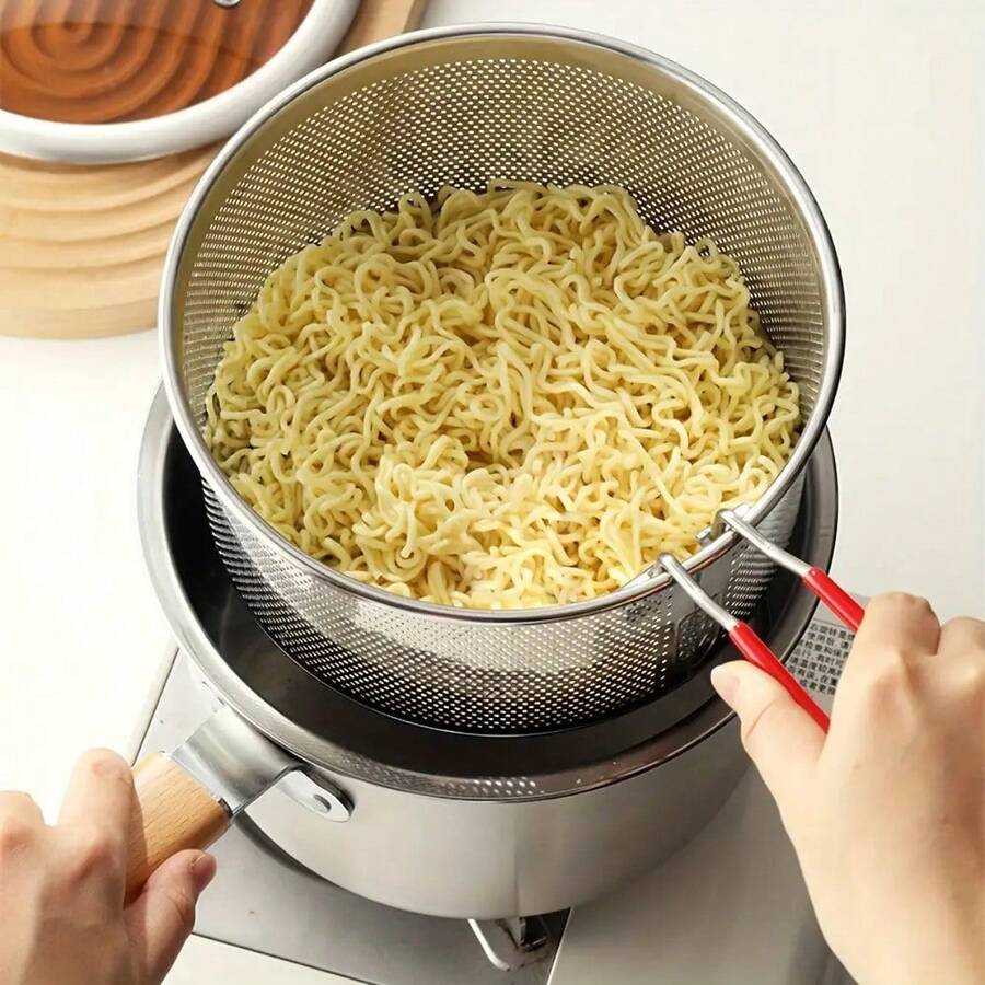 Set da cucina in acciaio inossidabile di alta qualità da 18 cm con coperchio in vetro e cestello per friggere - Padella antiaderente in 304 SUS compatibile con piano cottura a induzione/gas, Pentola a vapore, Pentola per pasta/cottura, Pentola per latte - Compatibile con piano cottura a gas/induzione - Abito a tre pezzi - Visualizzare 1