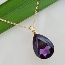 Navachi 18k Gold Plated Water Drop Pear-Shaped  Pendant Necklace 16inch+2inch{Inchcolor_nameinch:InchPurpleinch} - 紫色 - 查看 6