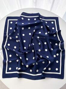 1 Stück quadratisches Tuch, Satin bedrucktes Stirnband für Damen, Haarbinde, modischer Haartuch für Damen, Schal, Tuch, Damen Halstuch, Kopftuch - Marineblaue Tupfen - Übersicht 4