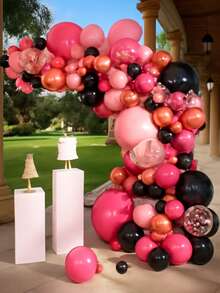 146-Piece Balloon Garland Kit With Latex Balloons In 18", 12", 10", And 5" For Party, Wedding, Birthday, And Graduation Decorations. - Trending, Best Seller, New Arrival, Party Supplies, Elegant Decor, Party Decoration, Wedding & Birthday - pink, black - 查看 1