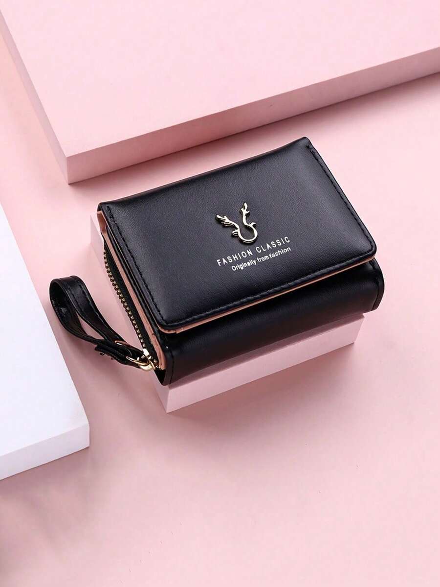 Women's Mini Wallet, Wristlet, Card Holder, Coin Purse, Wallet, Cute Wallet, Small Bag, Lanyard Wallet, Women's Gift, Fun Gift, Teacher's Gift - Black - View 1