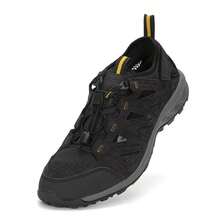 Jack Wolfskin Herren Outdoor Schuhe, Obermaterial aus Stoff, Mittelsohle aus Schaum, Gummilaufsohle, stoßabsorbierende Wanderschuhe, empfehlen eine Nummer kleiner zu bestellen, Dunkelgrau/Leuchtend Gelb 4051301-6357