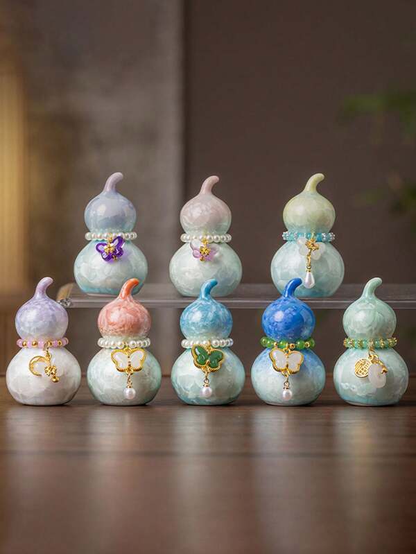 Crackle Glaze Ceramic Gourd Ornament, Home Decor, Tea Table Decor, Room Decor, Can Be Used As Lid, Tea Pet, Souvenir Gift, Gift For Lover, Friend, Christmas, Halloween And Other Holidays, Room Decor, Holiday Decor, Decorative Sculpture, Crystal Design, Exquisite Craftsmanship, Durable Ceramic, Home Decor, Collectible, Holiday Shopping