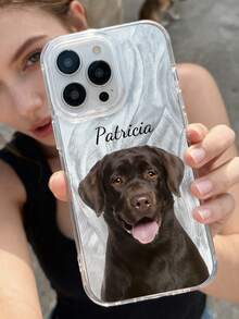 1 pieza Funda de teléfono personalizada con foto y nombre de mascota linda, transparente y a prueba de caídas, compatible con Samsung A13/A21s, compatible con iPhone XR/11/14, 2025phonecase - Multicolor - Ver 5