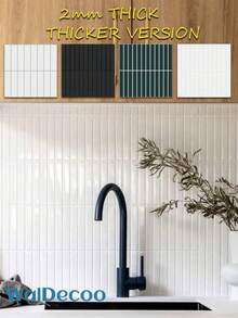 4/10/20pcs(Thickened Design)3D Straight Mosaic Peel And Stick Backsplash, Kitchen Backsplash Tiles, Self-Adhesive Tile For Kitchen Bathroom, Thicker Waterproof,Home Decor Wallpaper Wall Paper Wall Stickers Room Decor Wall Decor Bedroom Living Room Decor - Multicolor - View 2