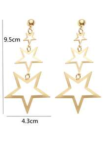 KWHY 1 par de pendientes largos con colgante en forma de estrella hueca, adecuados para el uso diario de las mujeres