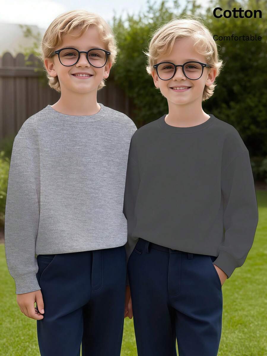 Dwuczęściowy komplet, chłopięca bluza z kapturem w jednolitym kolorze, bawełniana bluzka damska, wiosenno-letnia odzież damska w stylu college'owym, do uprawiania sportów na świeżym powietrzu - Wielokolorowy 1 - Zobacz 1