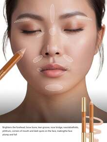 OUT OF OFFICE 二合一 - 双头轮廓笔/高光笔，多功能面部轮廓高光笔，轮廓高光双头笔（#02，5克/0.18盎司） - 02 - 查看 8