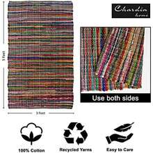 Chardin home - Alfombra ecológica 100% algodón Reciclado Colorido Chindi - 2 x 7 pies, Multicolor(5' x 3' (Rectangular)) - Tipo 4 - Ver 2