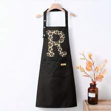 Women's Apron - High-Quality Kitchen Apron With Two Pockets, Bold 'R' Letter Design, Easy-To-Clean Polyester Material, Suitable Cooking, Baking, And Cafe Use - Fashionable Chef Apron, Home Essential - 黑色 - 查看 5