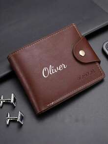 1 Peça Carteira de Couro Personalizada para Homens, Carteira Masculina de Couro PU da Moda, Carteira de Estilo Retrô Europeu e Americano, Carteira Masculina com Fecho Horizontal, Material de Couro PU, Carteira Minimalista Multieslote PU, Carteira Masculina Personalizada, Presente Personalizado para Irmão, Pai, Namorado, Aniversário, Dia do Pai, Natal, Halloween, Dia dos Namorados, Ano Novo Glamour - Carteiras retrô europeias e americanas - Visão 11