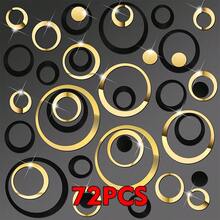 24/48/72pcs Silver, Gold, Black, Red Acrylic DIY Decorative Mirror Wall Stickers, Assorted Round Plastic Decals, Suitable For Living Room, Bedroom, Mirror, Cabinet, Removable And Easy To Install, Waterproof And Shatterproof - Multicolor - View 10