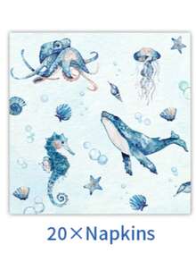 Ten 50/51-elementowy zestaw jednorazowej zastawy stołowej w stylu oceanicznym zawiera 10 talerzy obiadowych, 10 talerzyków deserowych, 10 kubków papierowych, 20 serwetek, obrus i baner. Ten praktyczny zestaw zastawy stołowej sprawdzi się na kempingu, pikniku, grillu w ogrodzie, weselu i przyjęciu urodzinowym.