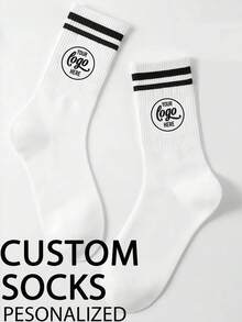 1 Pasang Kaos Kaki Kustom - Dapat Dikustomisasi dengan Nama atau Logo Pribadi, Memenuhi Kebutuhan Personalisasi, Menampilkan Gaya Unik dan Identitas Tim/Acara, Hadiah Ideal untuk Pernikahan, Ulang Tahun, Natal untuk Suami/Istri, Juga Cocok untuk Pemakaian Sehari-hari, Kaos Kaki Foto - Putih - View 2