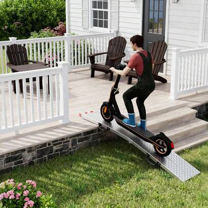 LILIIN Hopfällbar lastramp 195 x 22,5 cm – 1/2-delad uppsättning halkfria lastramper, kraftiga hopfällbara ramper, bärbara och rostfria – hopfällbar ramp för motorcyklar, bilar, släpvagnar, gräsklippare, fyrhjulingar och rullstolar