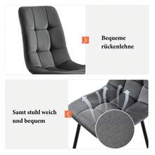 Dining Table Set (5 Pieces), Dining Table Set With 4 Chairs, Modern Kitchen Table Set, 80cm Diameter Round Kitchen Table, Black Legs, White Marble Table Top, Grey Velvet Dining Chairs - Multicolor+MDF+Metal+Velvet - View 4