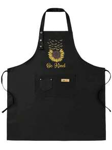 Suner Bees High Quality & Easy-Clean Apron With Bees & Honeycomb Print, Golden Lettering - Heavy-Duty Non-Stretch Fabric, Button Closure, Full Coverage For Cooking, Baking, Gardening, Beekeeping - Stylish Protective Workwear For Chefs & Hobbyists, Hobbyist Gear, Durable Material, Highquality Fabric, Home Cooks, Culinary Professionals, Apron For Women, Plus Size Apron, Vintage Apron, Pac Apron, Black Apron For Women, Christmas Apron For Women With Pocket, Kitty Apron, Hbcu Kitchen - màu đen - Xem 2
