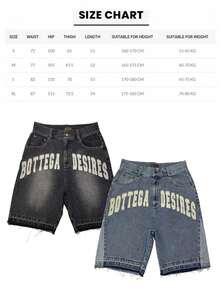 Men's Vintage Denim Shorts Fashion Letter Embroidered Pattern Jorts Summer Vintage Wash Jean Shorts With Pockets - 黑色 - 查看 5