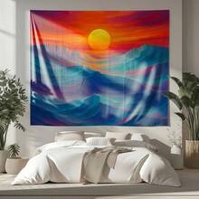2026-Personalized Tapestry Wall Hanging-Japanese Great Wave &  Sunrise Sunset Tapestry - Vibrant Ocean Mountain Landscape Wall Art, Horizontal Premium Peach Light Beige Fabric Indoor Decor For Living Room, Bedroom, Office - No Electricity Needed, Beachy Room Decor, Bedroom Art Piece, Smooth Texture Finish, Home Decoration, Highquality Print, Art Lovers - 40*60 trong - Xem 4