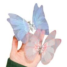 4 pièces Épingle à cheveux papillon mobile, diadème pour enfants. Peut être utilisé comme cadeau d'anniversaire, avec un cadre en métal et des ailes souples
