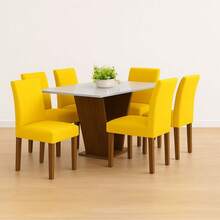 Chair Cover Kit With 6 Units For Dining Room Kitchen Pantry Gel Mesh Super Offer - Yellow - View 2