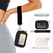 The Iris' Wallet 2nd Gen Or Dual Zipper Pouch Wallet, 5*3.5" The Iris Pouch Wristlet, Zippered Card Case With Id Window/Hand Strap Christmas Gift - 米色 - 查看 3