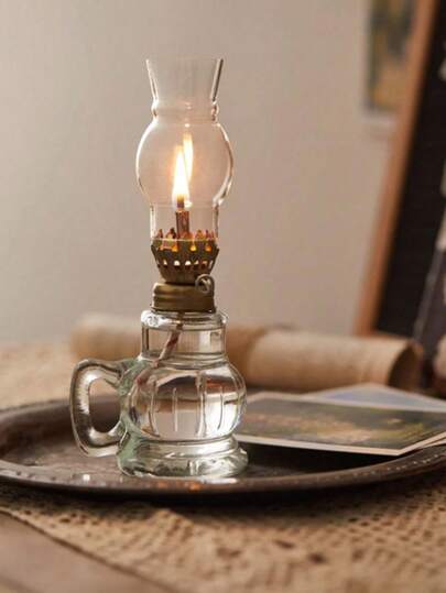 1 szt. Rustykalna duża lampa naftowa, zabytkowa szklana lampa naftowa, antyczne lampy naftowe do użytku wewnątrz, oświetlenie awaryjne, komora lampy przeciw huraganowej (nie zawiera płynu), wystrój domu w stylu vintage, dekoracja ogrodu, abażur, prezent świąteczny; prezent świąteczny, prezent na Halloween, prezent na powrót do szkoły, prezent na Dzień Nauczyciela