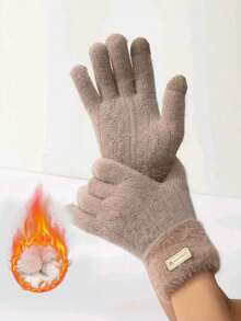 1 Pair Thickened Thermal Lined Gloves, Warm Winter Gloves, Simple & Versatile