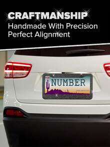 2pcs/1pc Sparkling License Plate Frame, Rhinestone Decorated Stainless Steel Shiny License Plate Frame, Suitable For Ladies And Girls - Style a - View 8